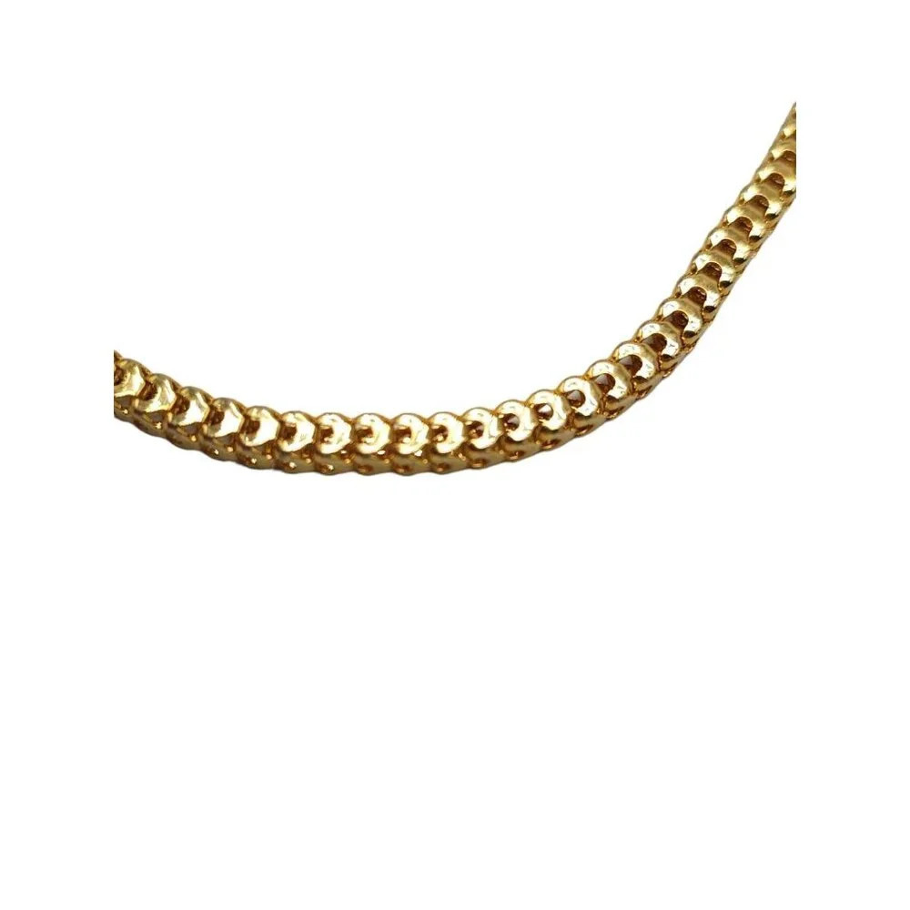 Unique Box Snake Chunky Chain Necklace Gold Tone Vintage Magnet Clasp - Picture 2 of 6
